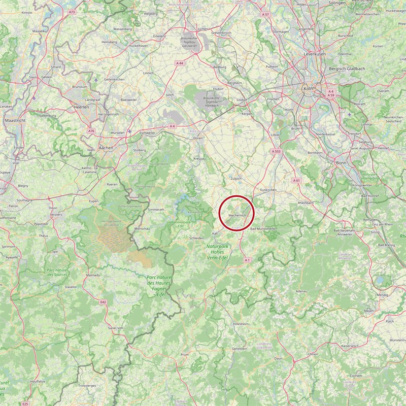Karte unseres Kerngebiets rund um Mechernich – von Aachen und Köln bis Bonn, ins Ahrtal und nach Prüm